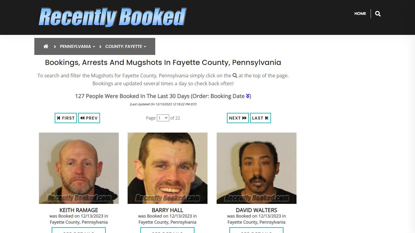 Bookings, Arrests and Mugshots in Fayette County, Pennsylvania